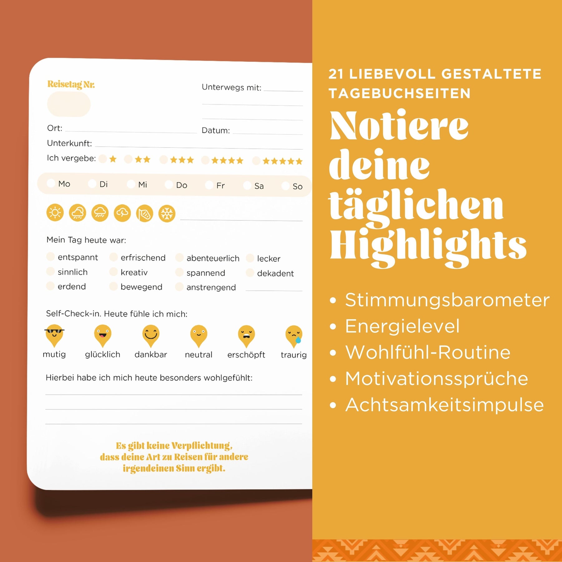 Geschenk: Achtsamkeits Reisetagebuch