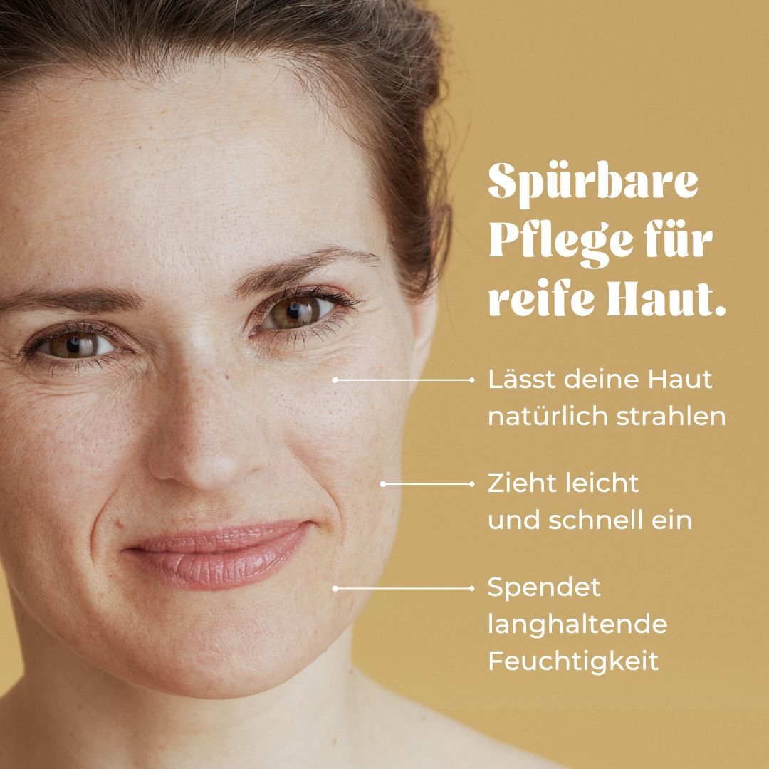 Lächendes Gesicht mit spürbar weicher Haut