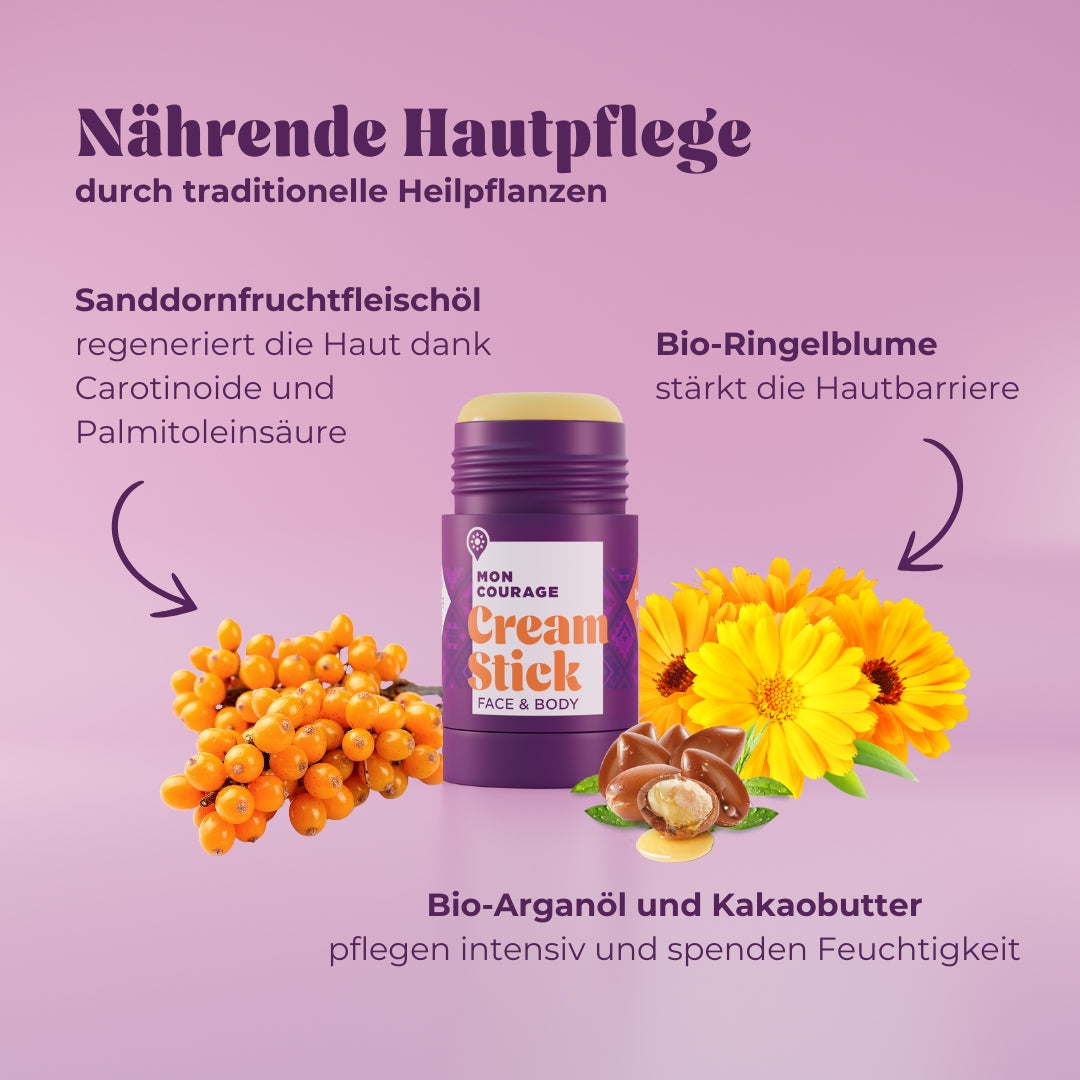 Cream Stick mit Sanddorn und Ringelblumenblüte