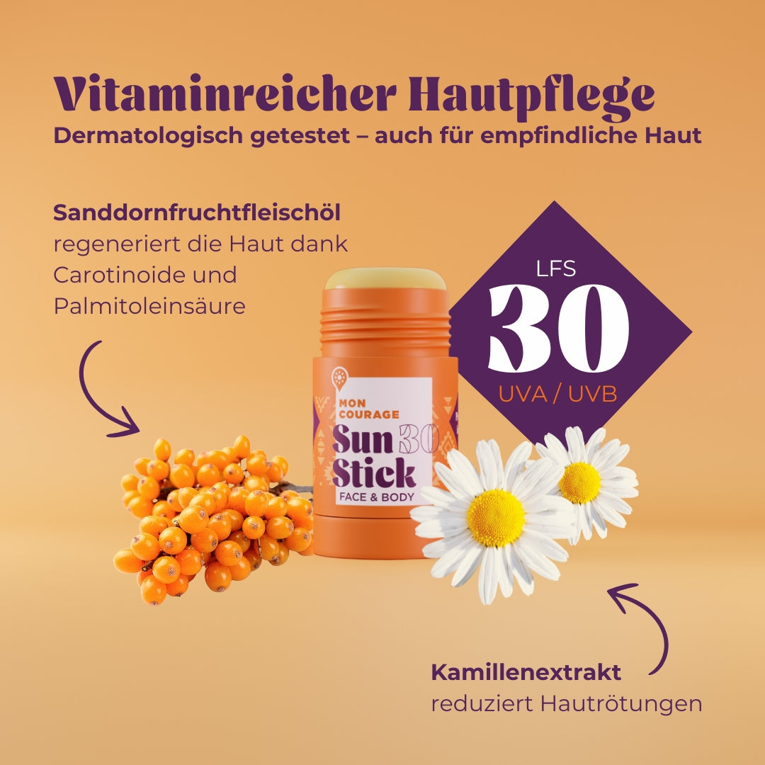 Sun Stick mit Sanddorn und Kamillenblüten