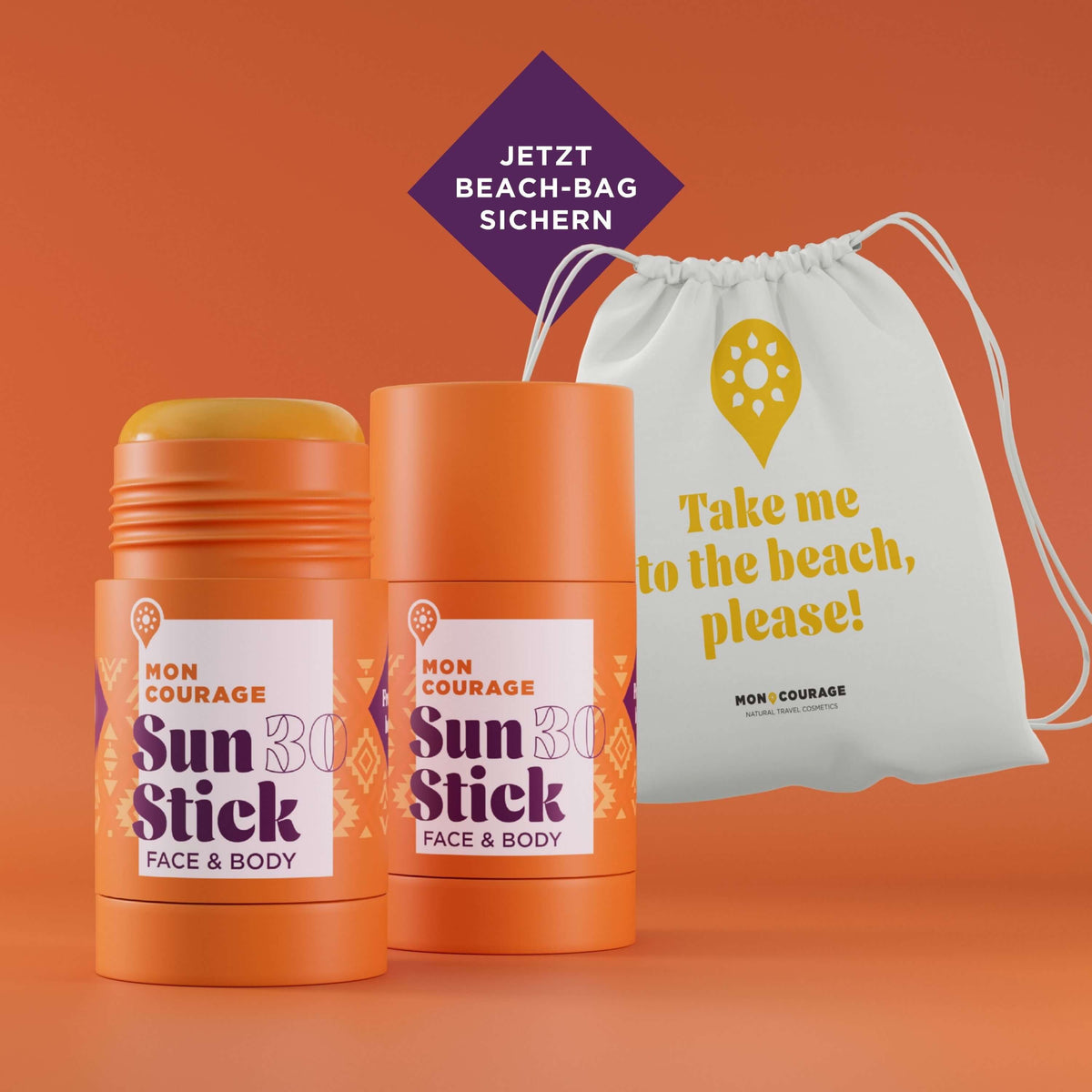 Beach-Set: 2x Sun Stick & Strandtasche gratis